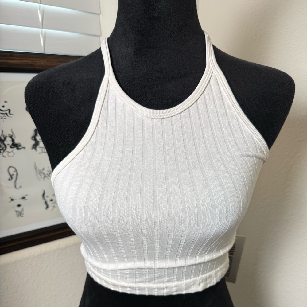 Urban Outfitters Cropped Ribbed Racerback Tank Top